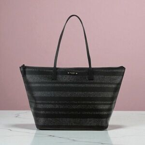 Kate Spade Black and Gray Striped Shoulder Bag